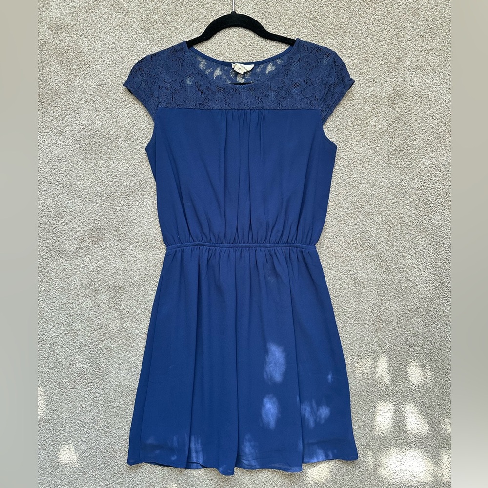 One Clothing Navy Blue Lace Mini Dress